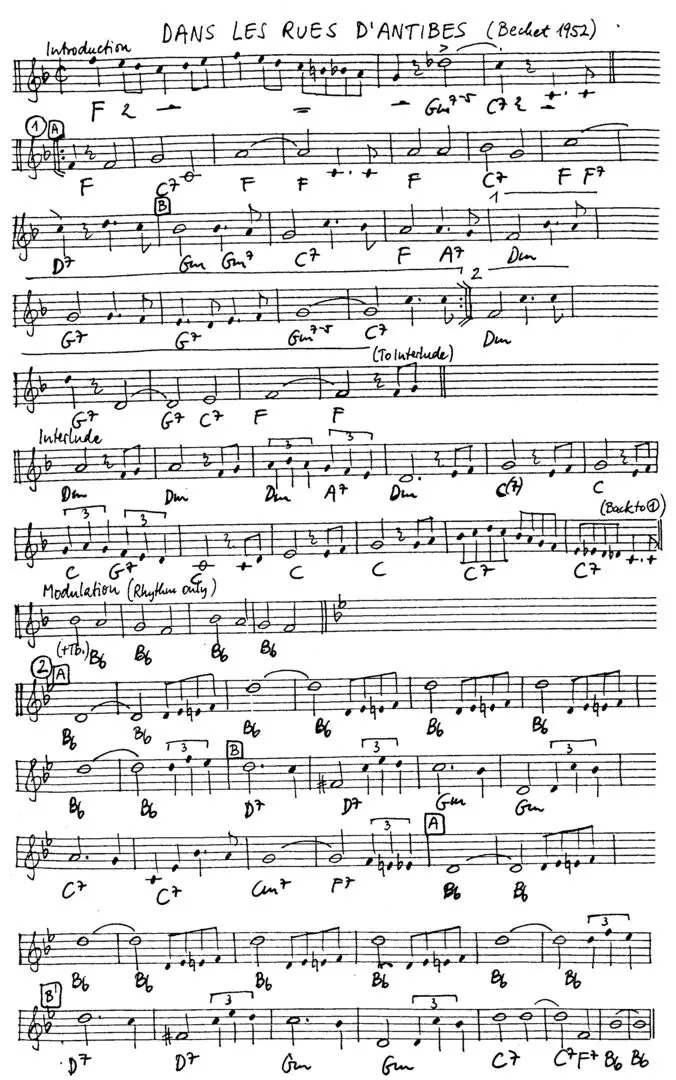 dans les rues d'antibes partition gratuite - Offerte par The Jungle Jazz Band